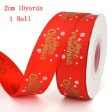 Popxstar Christmas Polyester Ribbon Christmas Bronzing Printed New Year Gifts Wrapping Ribbon for Christmas Decoration DIY Sewing Fabric