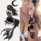 Popxstar Black Forest Tattoo Sticker For Men Women Children Tiger Wolf Death Skull Temporary Tattoo Fake Henna Skeleton King Animal Tatoo