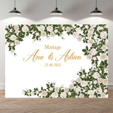 Popxstar NeoBack Customizable Green Leaf Rose Floral Wedding Photography Backgrounds Anniversary Birthday Photocall Photo Backdrop Banner