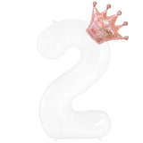 Popxstar 40inch Rose Gold Silver Crown Number Foil Balloons 1st 3st Birthday Party Wedding Balloon Supplies Baby Shower Air Globos Decor