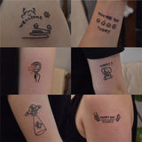 Popxstar Teenagers over Knee Tattoo Men Small Men's Tattoos 45 Sheets Simple Small Fresh Cute Men and Girls Wind Lasting English Tattoo Sticker