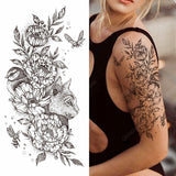 Popxstar 1pc Animal Lion Women Waterproof Temporary Tattoos Fake Stickers Arm Sun Art Black Cross Jesus 3D Praying Fashion Decoration