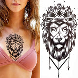 Popxstar 1pc Animal Lion Women Waterproof Temporary Tattoos Fake Stickers Arm Sun Art Black Cross Jesus 3D Praying Fashion Decoration