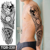 Popxstar Full Arm Temporary Tattoos Large Black Totem Trial Boys Tatoo Fake Waterproof Skull Lion Sleeve Tattoo Stickers Body Art Makeup