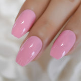 Popxstar Holo Glitter Pink Nude French Ballerina Coffin False Nails Gradient Natural Press on Fake Nails Tips Daily Office Finger Wear