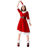 Popxstar 4pcs Ladies Christmas Miss Santa Claus Dresses Women Cosplay Costume Set Fancy Dress Adult Xmas Winter Red Vestidos