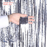 Popxstar New Arrival 2-3M Wedding Party Backdrop Decoration Frosted STAR Curtains Fringe Tinsel Foil Matte Curtain Birthday Party Drapes