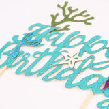 Popxstar  Mermaid Happy Birthday Cake Insert Mermaid Princess Theme Sparkling Ocean Party Decoration Happy birthday party decor kids 1st
