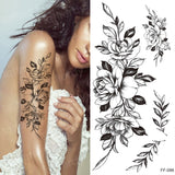 tattoo sticker women flower rose peony black tatouage temporaire femme temporary sleeve tattoo waterproof sexy body art fashion