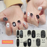 Popxstar 14Tips/Sheet Christmas/Halloween Nail Art Stickers Festival Pumpkin Wraps Waterproof Full DIY Manicure Accessories YMX Series