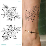 popxstar Waterproof Temporary Tattoo Sticker Rose Flowers Leave Flash Tattoos Body Art Arm Fake Sleeve Tatoo Black Women Girls Wrist