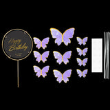 Popxstar 1Set Happy Birthday Cake Toppers Cake Decoration Handmade Butterfly Cupcake Topper For Wedding Birthday Party Baby Shower Baking