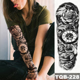 Popxstar Large Arm Sleeve Tattoo Lion Crown King Rose Waterproof Temporary Tatoo Sticker Wild Wolf Tiger Men Full Skull Totem Tatto