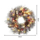 Popxstar Christmas Decor LED Luminous Simulation Wreath Wall Door Hanging New Year Gift Durable Multiple-Uses Lovely Wreath Art Crafts