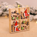 New Year Decor Xmas Gift Box 12Pcs Santa Claus Wooden Christmas Ornaments Merry Christmas Decorations for Home Noel Navidad