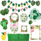 Popxstar Hawaiian Party Decorations Palm Leaves Bunting Banner Luau Flamingo Summer Tropical Party Decoration Jungle Safari Party Ballons