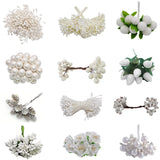 Popxstar Valentine's Day White Theme Artificial Flower Cherry Stamen Berries Bundle DIY Christmas Decoration Wedding Cake Gift Box Wreaths Xmas Decor