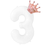 Popxstar 40inch Rose Gold Silver Crown Number Foil Balloons 1st 3st Birthday Party Wedding Balloon Supplies Baby Shower Air Globos Decor