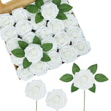 Popxstar 25pcs/box Artificial Flowers Blush Roses Realistic Fake Roses w/Stem for DIY Wedding Party Bouquets Baby Shower Home Decorations