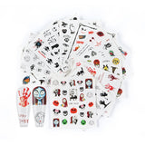 Popxstar 12Pcs Halloween Sticker Set Bat Witch Cat Sticker Design For Nail Art Decorations Water Transfer Sliders Tips Christmas Manicure