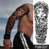 Popxstar Full Arm Temporary Tattoos Large Black Totem Trial Boys Tatoo Fake Waterproof Skull Lion Sleeve Tattoo Stickers Body Art Makeup