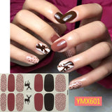 Popxstar 14Tips/Sheet Christmas/Halloween Nail Art Stickers Festival Pumpkin Wraps Waterproof Full DIY Manicure Accessories YMX Series