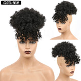Popxstar Synthetic High Puff Afro Kinky Curly Ponytail with Bangs Ponytail Hair Extension Drawstring Short Afro Pony Tail