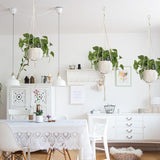 Popxstar Valentine's Day Handmade Flower Hanging Pot Rope Net Macrame Plant Hanger Flower Pot for Home Wall Decoration Courtyard Garden Planter Basket