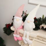 Popxstar Christmas Nordic Style Faceless Dolls Pink Gray White Santa Claus Merry Christmas Decor For Home Kids Naviidad Gifts Favor
