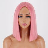 Popxstar Synthetic Light Blue Wig Straight Hair Bob Cut Wig Middle Part Shoulder Length Fashion Bob Wigs for Women Cosplay Wig