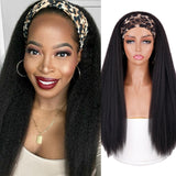 Synthetic Wigs Yaki Straight Headband Wigs for Women 28 inch Afro Kinky Straight Headband Wigs Ombre Heat Resistant