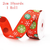 Popxstar Christmas Polyester Ribbon Christmas Bronzing Printed New Year Gifts Wrapping Ribbon for Christmas Decoration DIY Sewing Fabric