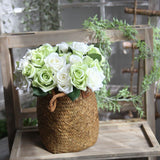 Popxstar 9 head / Bundle Simulated Rose Bouquet Wholesale Fake Flowers Wedding Handhold Flowers Home Decoration Simulated Plant Supplies