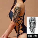 Popxstar 1pc Animal Lion Women Waterproof Temporary Tattoos Fake Stickers Arm Sun Art Black Cross Jesus 3D Praying Fashion Decoration