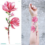 popxstar Waterproof Temporary Tattoo Sticker Rose Flowers Leave Flash Tattoos Body Art Arm Fake Sleeve Tatoo Black Women Girls Wrist