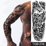 Popxstar Full Arm Temporary Tattoos Large Black Totem Trial Boys Tatoo Fake Waterproof Skull Lion Sleeve Tattoo Stickers Body Art Makeup