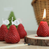 Popxstar Valentine's Day 1PC/4PCS Strawberry Decorative Aromatic Candles Soy Wax Scented Candle for Birthday Wedding Candle