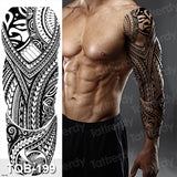Popxstar Full Arm Temporary Tattoos Large Black Totem Trial Boys Tatoo Fake Waterproof Skull Lion Sleeve Tattoo Stickers Body Art Makeup