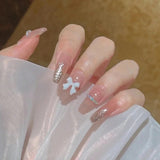Popxstar Spring Centerpiece Ideas Short Square Acrylic Nails Spring Dip Nails 24pcs Rhinestone Design Fake Nails Shiny Bridal Women Lady Party Nail DIy Decorations Press On Nail Tips False Nail Patch