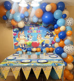Popxstar 115pcs Bluey Theme Party Balloons Garland Decor18" 10" 5" Bulk Balloons Blue Orange Skin Colors for Kids Family Birthday Party