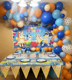 Popxstar 103pcs Bluey Theme Party Balloons Garland Decor 18" 10" 5" Bulk Balloons Blue Orange Skin Colors for Kids Family Birthday Party