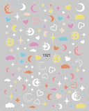 Popxstar Cute Star Stickers Geometric Asterism Nail Art Decorations Designer Meteor Cloud Nail Sliders For Manicure Rainbow Flower Foils