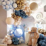 Popxstar Romantic Wedding Macaron Blue Chrome Gold Balloons Garland Decoration Doubled Cream Peach Ballon Arch Kit Birthday Party Decor