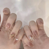 Popxstar Spring Centerpiece Ideas Short Square Acrylic Nails Spring Dip Nails 24pcs Rhinestone Design Fake Nails Shiny Bridal Women Lady Party Nail DIy Decorations Press On Nail Tips False Nail Patch