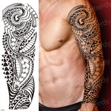 Popxstar Full Arm Temporary Tattoos Large Black Totem Trial Boys Tatoo Fake Waterproof Skull Lion Sleeve Tattoo Stickers Body Art Makeup