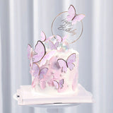 Popxstar Valentine's Day 10Pcs Happy Birthday Cake Topper Cake Decorating Handmade Painted Butterfly Cake Topper for Wedding Birthday Baby Shower Party