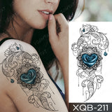 Waterproof Temporary Tattoo Sticker Blue Rose Peony Flowers Flash Tattoos Cross Rosary Body Art Arm Fake Sleeve Tatoo Women Men