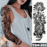 Popxstar Large Arm Sleeve Tattoo Lion Crown King Rose Waterproof Temporary Tatoo Sticker Wild Wolf Tiger Men Full Skull Totem Fake Tatto