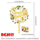 Popxstar Cake Card Insertion Spanish Flower Color Printing Golden Acrylic Birthday Party Cake Decoration