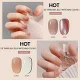 Popxstar Valentine's Day 7.3ml Summer Pudding Gel Nail Polish Transparent Jelly Polish Top Coat Soak Off UV Gel Art Nail Varnish Semi Permanent